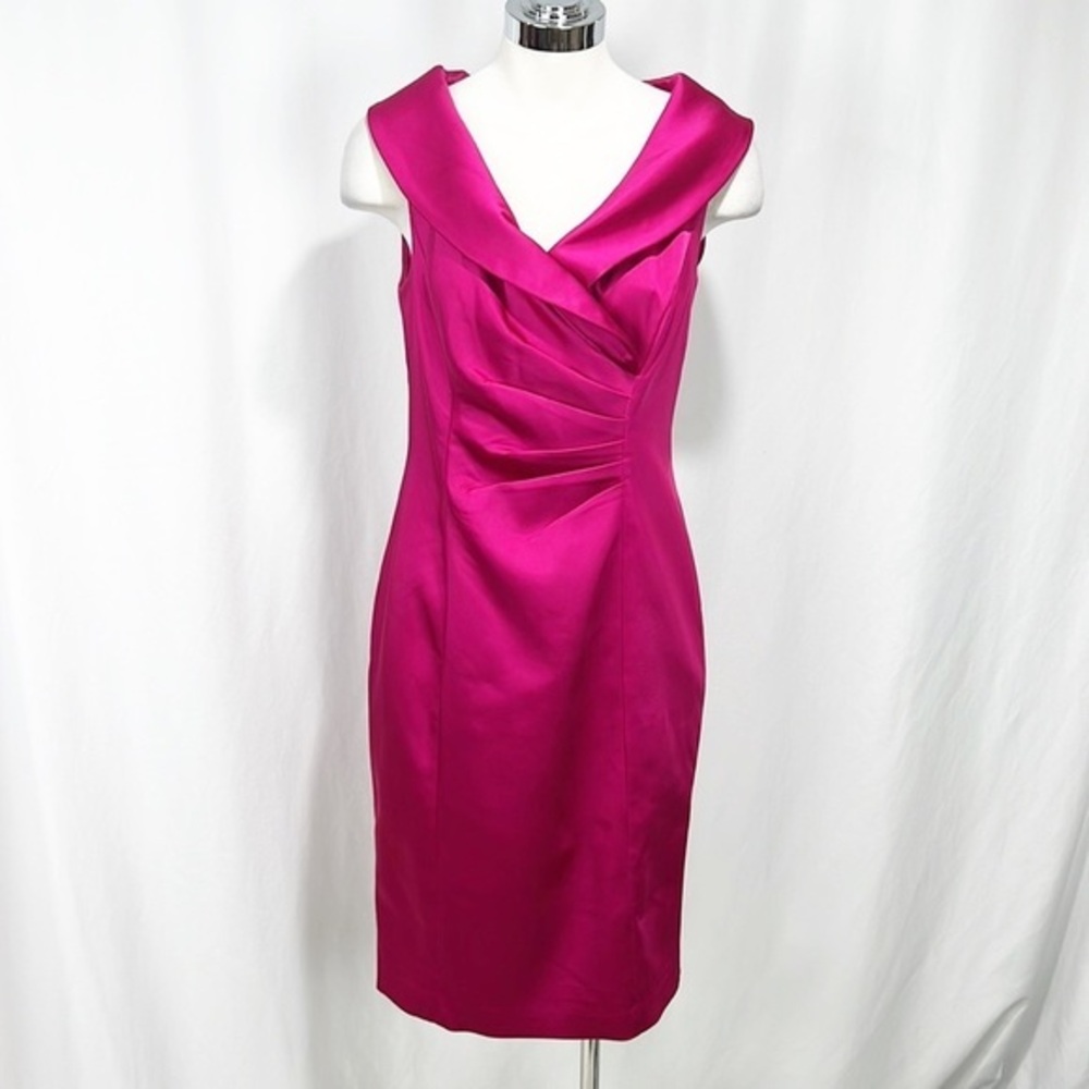 KAY Unger Raspberry Pink Portrait Collar Cocktail Party Event Dress size 6